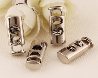 Barrel Lock Toggle Cord Stoppers/Silver Double Barrel Toggle Cord Lock, Cord Locks Stoppers Toggles End--20mmx5mm*12pcs