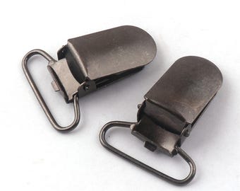 Gunmetal Suspender Clips,1.5''(38mm) x 1'' (26mm)Pacifier Clip,Pacifier Holders,Metal Suspenders Clips,DIY Pacifier Clip-10 Pcs