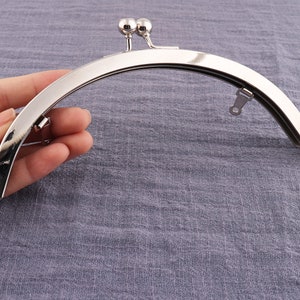 1pcs marco de la cartera, embrague del bolso del metal de 18cm, marco del bolso de metal del semicirculo de plata grande, accesorios de la bolsa