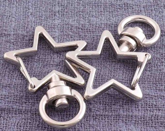 6pcs Silver Star shape Lobster Swivel Clasps ,star shaped handbag snap,swivel snap,Trigger Snap Hooks,swivel hook,Lobster Hook- 1/4" (8mm)