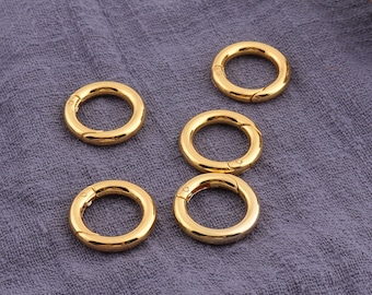 Gold Snap clip,Small Spring Oval Rings, 14pcs Purses Clasps, Carabiner Snap Clip，Oval O Rings,Oval ring for purses - 1/2"（12mm）