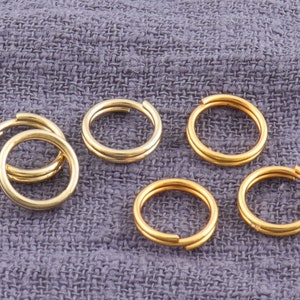 100pcs Gold Round Split Rings，Small Wholesale Key Ring ,Light Gold Double Loop Jump Rings, Bulk Split Rings ，Double Loops -  1/4&quot;（8mm）