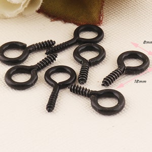 Mini Eye Hooks, Screw Eye Bails,Black Eye Loops Screws,Plated Screw Eye Hook,Screw hooks, Small Screw-18mmx8mm*200pcs