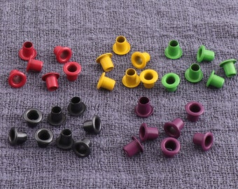 100pcs Colourful Eyelets Grommets With Washers,Round Grommet Eyelet,small sewing eyelets,Plated Metal Eyelets - 5mm×2mm