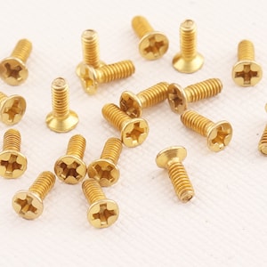 Gold Flat Round Head Bugle Tapping Screw Belt Tip Buckle Mini Tiny Machine Screw Wood Phillips Drive Leathercraft-6mm10pcs image 1