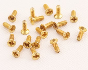 Gold Flat Round Head Bugle Tapping Screw Belt Tip Buckle Mini Tiny Machine Screw Wood Phillips Drive Leathercraft-6mm**10pcs