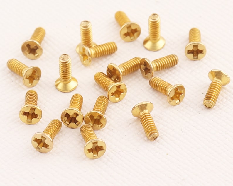 Gold Flat Round Head Bugle Tapping Screw Belt Tip Buckle Mini Tiny Machine Screw Wood Phillips Drive Leathercraft-6mm10pcs image 1