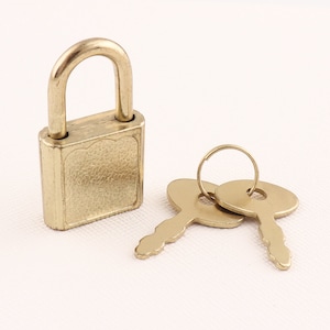 Pad lock purse lock Charm with key,Light Gold Rectangular Padlock Clasp,Box lock,Functional Lock,Lock and Keys--33mmx18mm**4set
