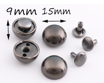 30set Gunmetal Double Cap Rivets ,Round Rapid Rivet, Mushrooms rivet studs ,Metal rivet for purse bags Belts Bracelets - 15mm×9mm