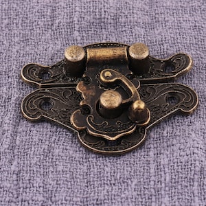 Antique Bronze Latch, 2set Wooden box lock, 38mm Jewelry box lock, Rustic Latch, Catch lock, Clutch clock, Twist lock