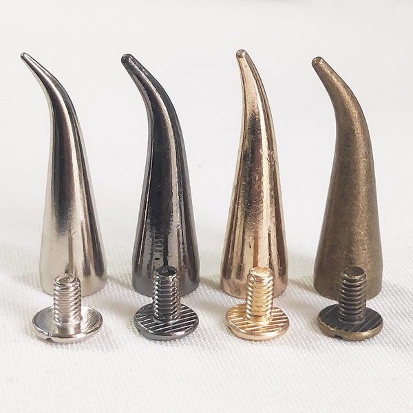 Horn Rivets 37mm Brass Spikes Screw Back Cone Studs Rivets for Bag Hat Shoe Jacket Belt Furs Jeans Leather Choker DIY Punk Leather Craft