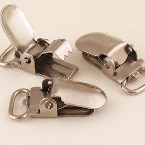 Metal Suspender Clips,Silver Metal Pacifier Clips Buckles suspender clips,suspenders clip Accessories-28mmx11mm*30pcs