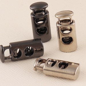 Barrel Lock Toggle Cord Stoppers,Silver/Gunmetal cord stopper lock end toggles with metal spring,Toggle Button Cord Lock**24pcs