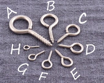 Multi Size Silver Screw Eye Hook Bail Pins ,Eye screws,Plated Screw Eye Hook,Eye Hook Pins ,Eyepin Clasps,Wholesale Screw Eye Bails