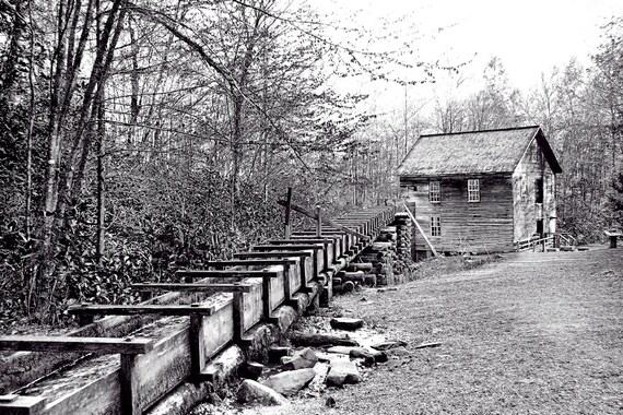 Olde Grist Mill Cherokee Nc Photography Great Smoky Etsy