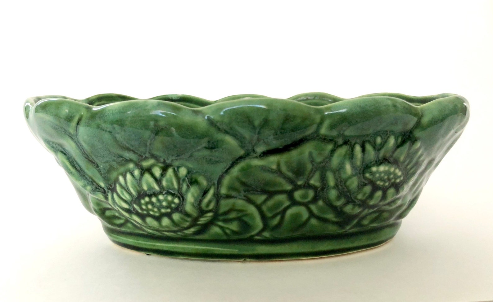 Vintage Cookson USA Pottery Floral Planter Etsy