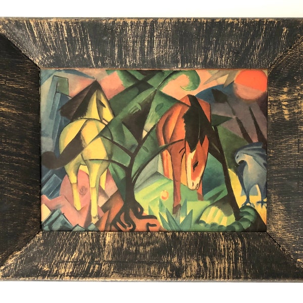 Vintage German Expressionist Franz Marc “Horse and Eagle” Colorful Framed Print