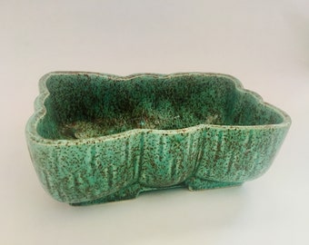 UPCO USA Vintage Speckled Turquoise Green Ceramic Bow Tie Shaped Planter #105-7