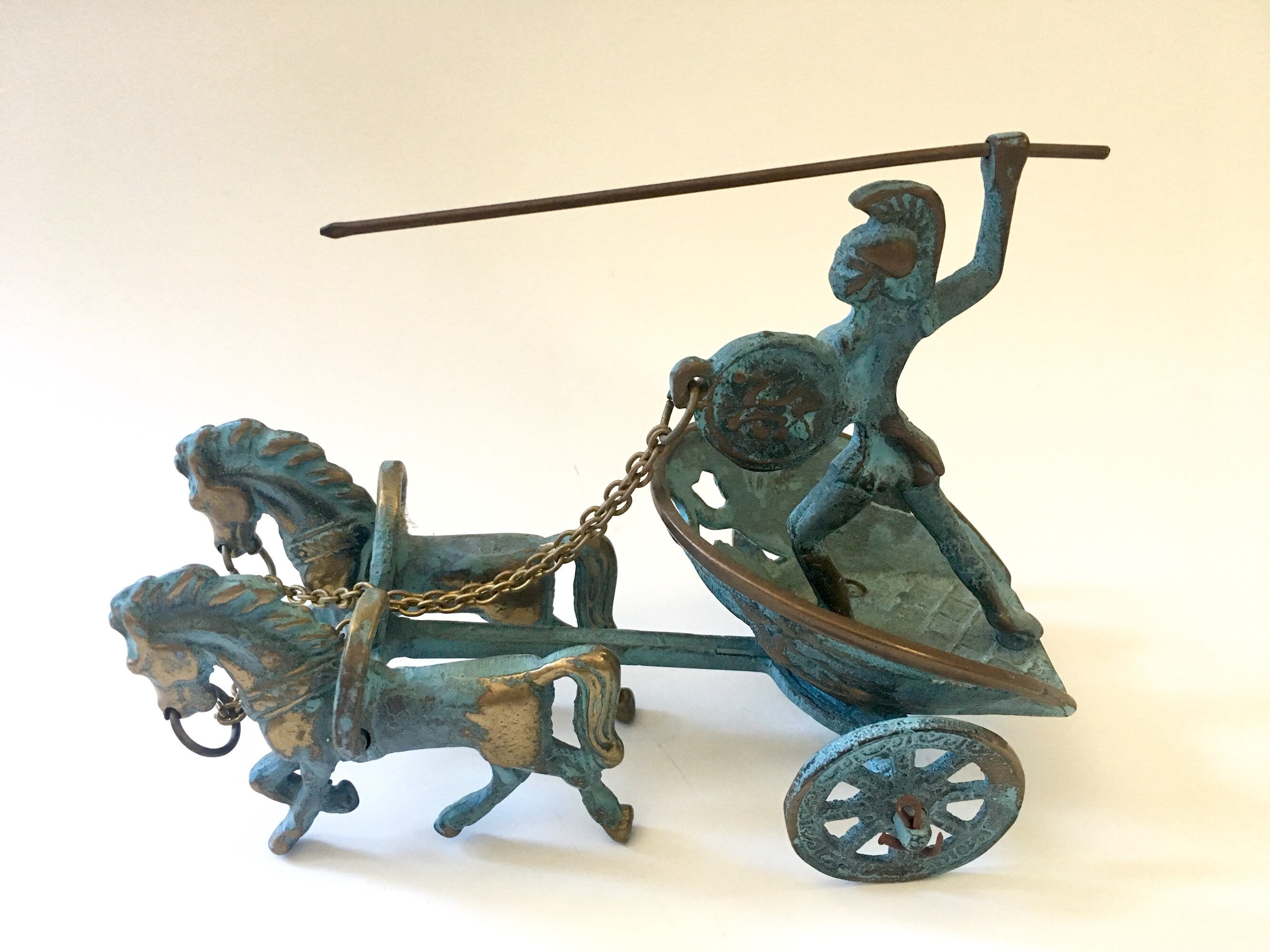 Mid Century Horse and Chariot Bronze Sculpture Etsy