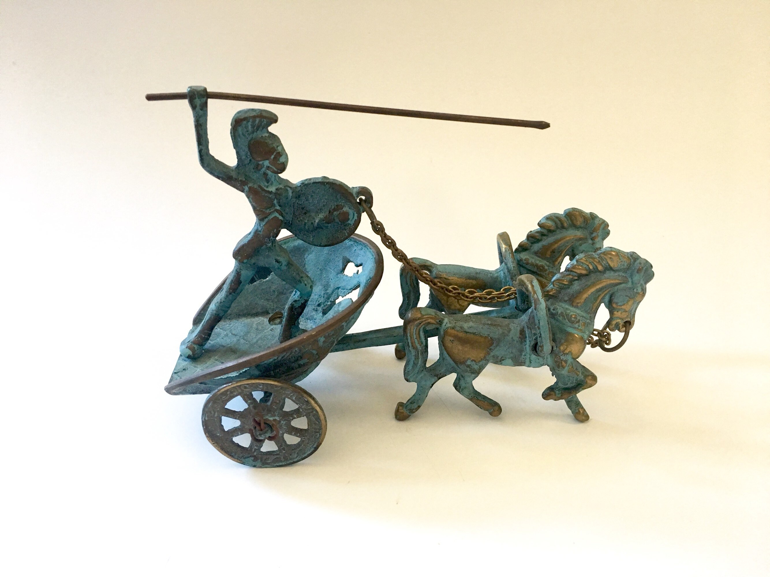 Mid Century Horse and Chariot Bronze Sculpture Etsy