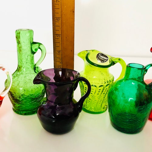 Instant Collection of shops 6 Mid Century Mini Blown Glass Pitcher Vases American Art Glass Decor