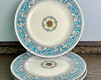 Set of 2 Wedgwood Florentine Turquoise (W2714) Cream Soup Saucers