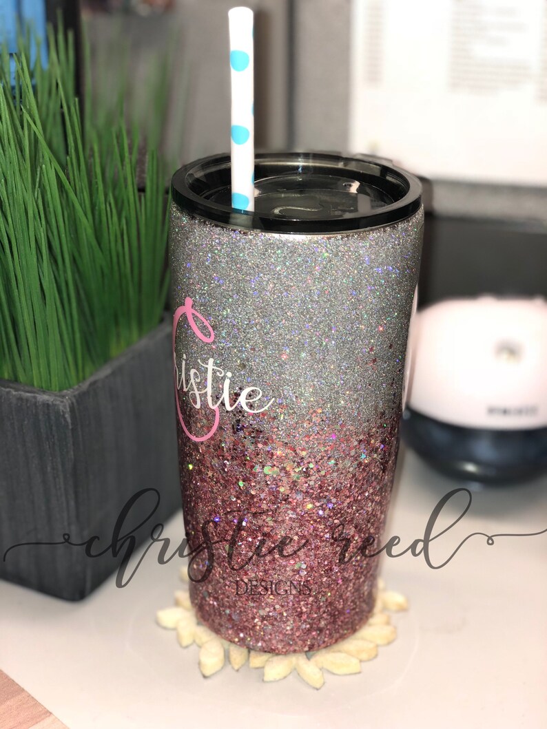 Personalized Glitter Tumbler Add Name And/or Initial Etsy