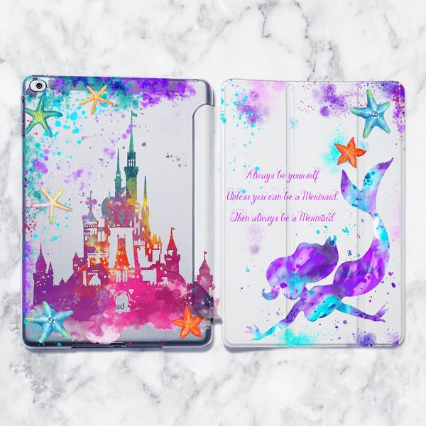 iPad Pro 11 inch case Little Castle iPad Pro 10.5 case Cute Mermaid iPad Air 5 Case iPad Mini 6 Case Watercolor iPad 10.2 9th generation