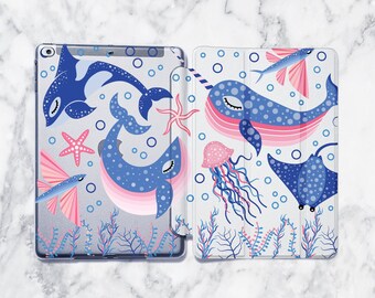 Case for iPad 10.2 inch Ocean iPad Mini 6 Case Cute Fish iPad Mini 5 Case Narwhal iPad Air 2022 Case iPad Pro 11 Case iPad Air 4 Smart Cover