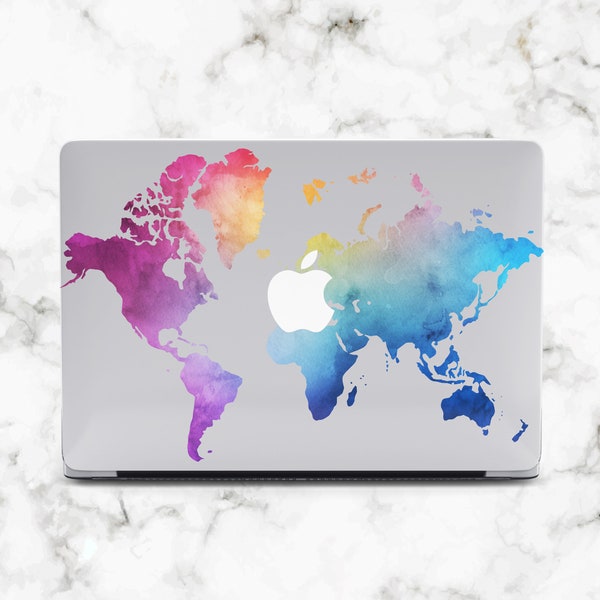 World Map MacBook Air 13 2024 2023 Cover MacBook Pro 16 Case MacBook M2 M3 case Watercolor Map MacBook 16 Case MacBook Pro 14 2024 inch