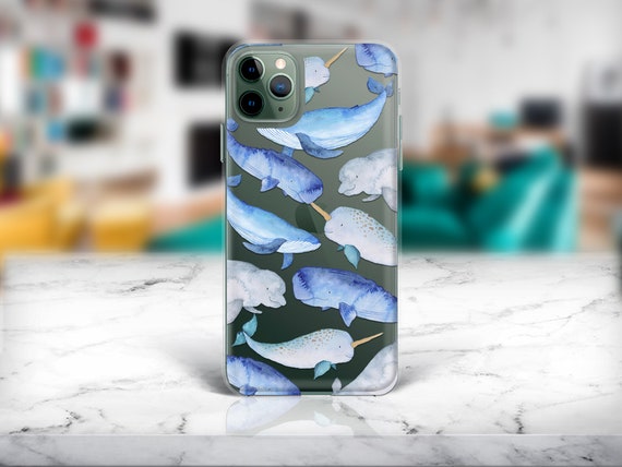Blue Whale iPhone 11 case Cute Narwhal Samsung Note 10 case | Etsy