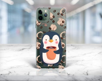 Cute Penguin iPhone 14 Pro Max Case Samsung S23 Case iPhone 12 Mini Case iPhone XR Case Samsung S22 Ultra Coffee Cup Samsung S21 FE Case