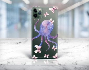 Cute Octopus iPhone 12 Mini Case iPhone SE 2022 Case iPhone 14 Pro Max Butterflies Samsung S20 FE Case Samsung S21 Ultra Samsung Note 20