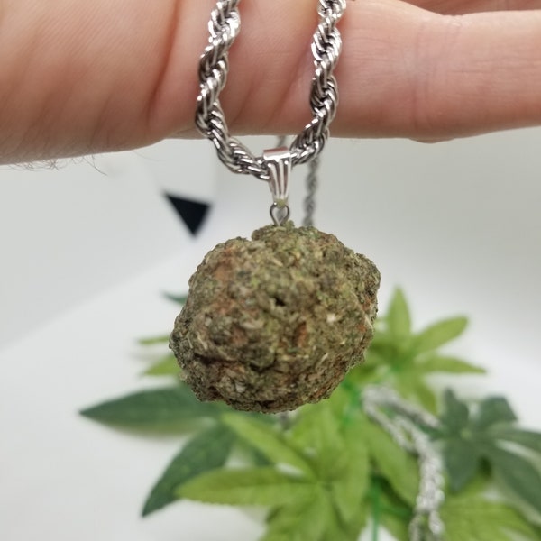 Nug Necklace,  22” chain, weed pendant, weed necklace, 420, weed, fake weed, flower, high, stoner, 420 girl, CBD, fashion, cannabis, bud