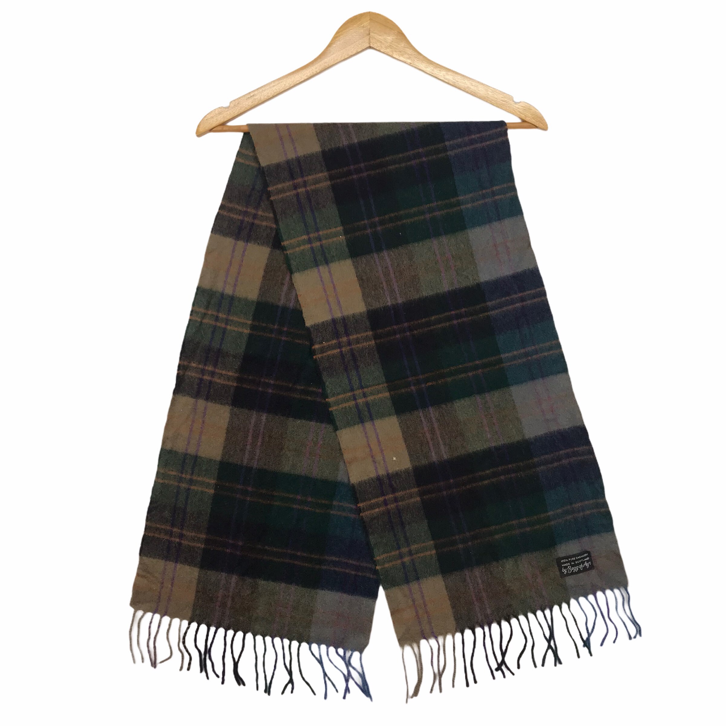 AYR Scarf Fringes Pure Cashmere Muffler 