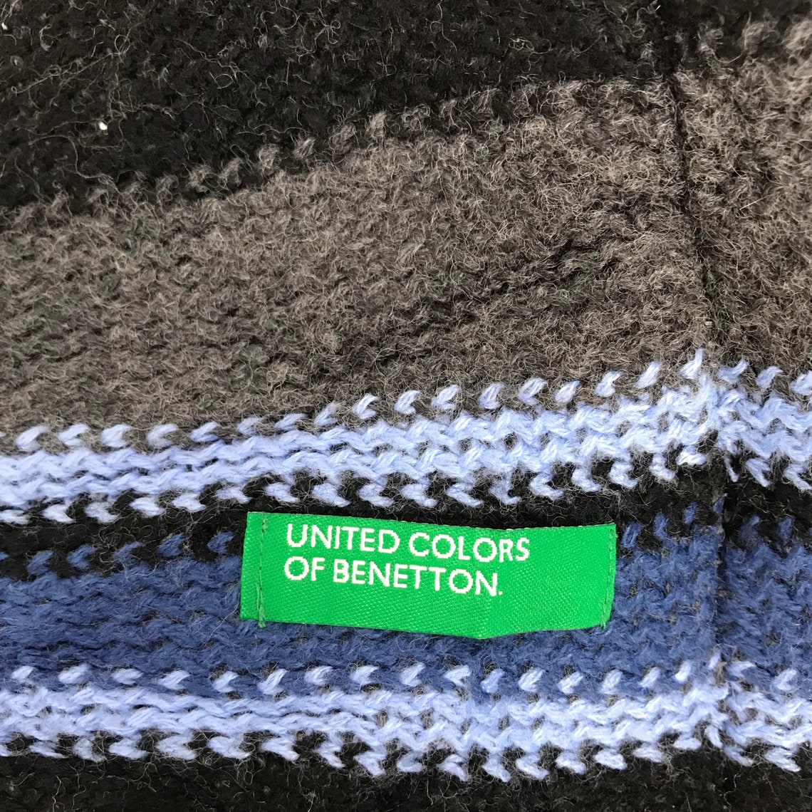 UNITED COLORS of BENETTON Black Striped Scarf Made in Japan - Etsy