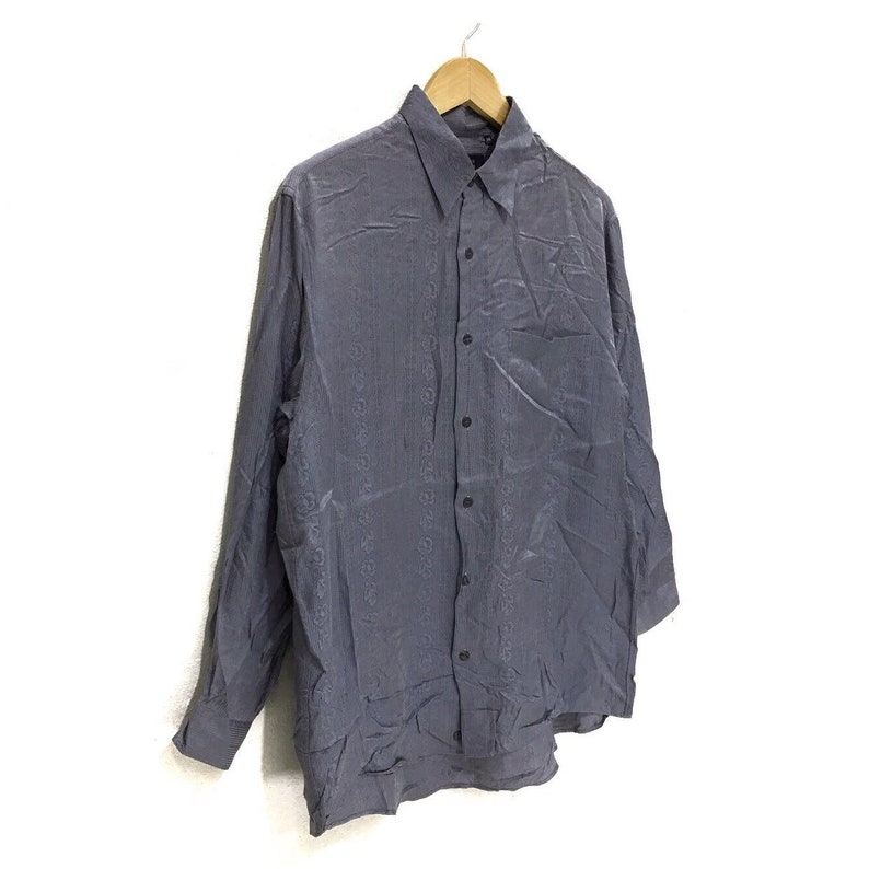 Vintage JEAN LOUIS SCHERRER Paris Tokyo Floral Paisley Button Down Casual Tee Shirt Made In Japan