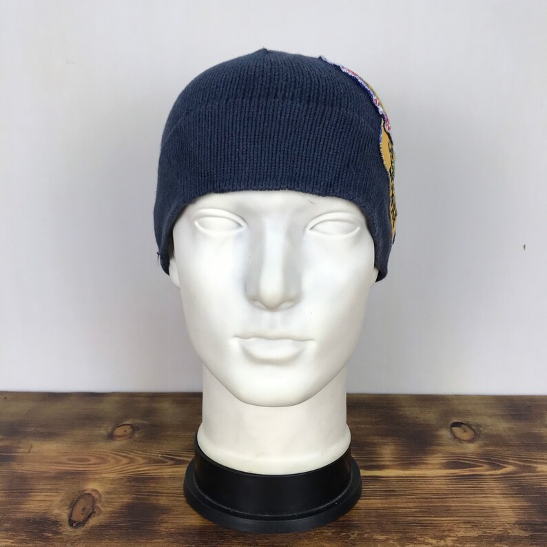 MERRY GARDEN Be Happy Big Logo Blue Beanie Hat shops
