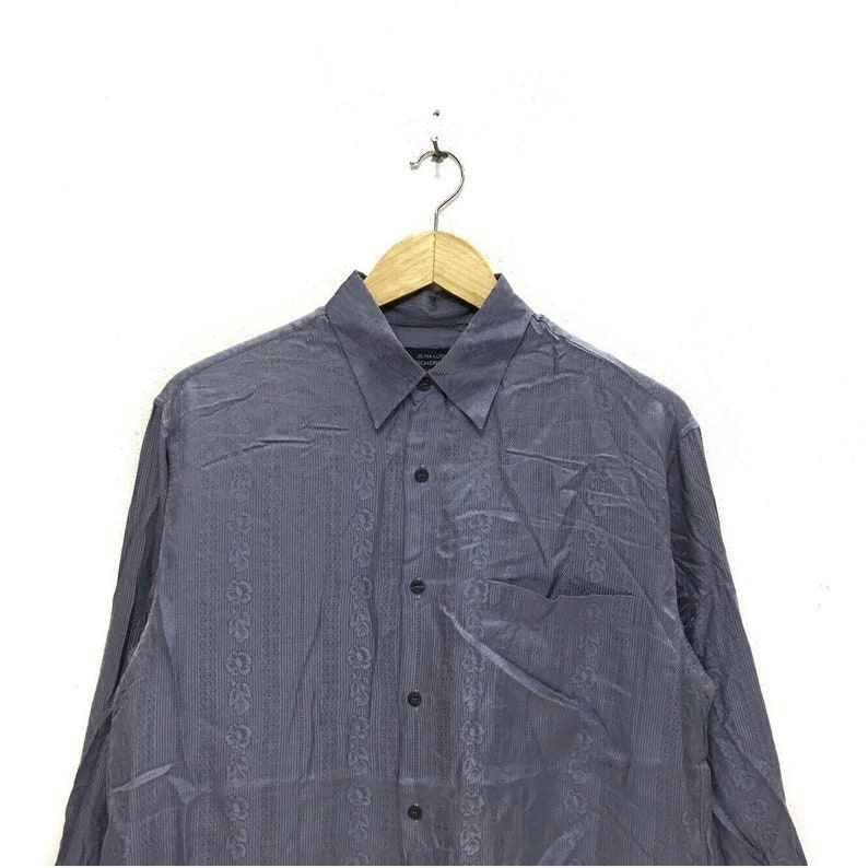 Vintage JEAN LOUIS SCHERRER Paris Tokyo Floral Paisley Button Down Casual Tee Shirt Made In Japan