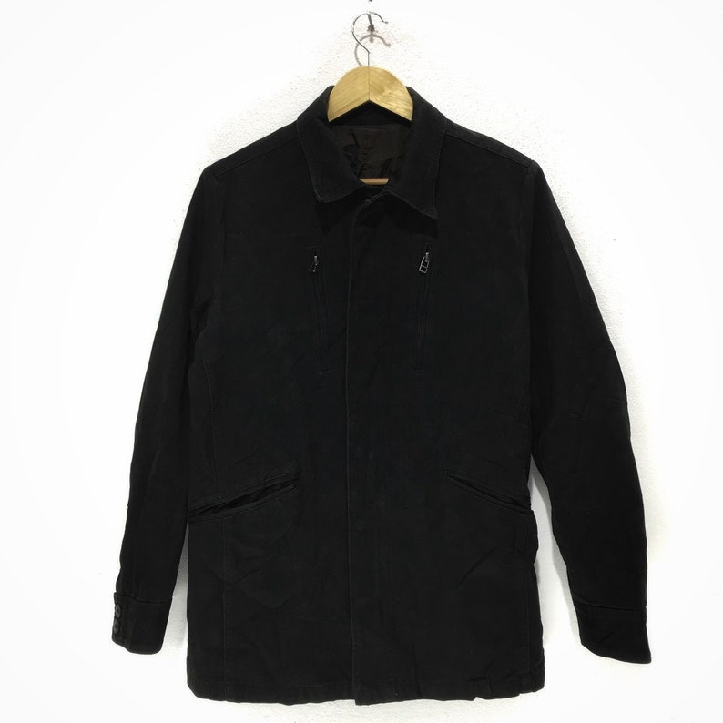 TAKEO KIKUCHI Japanese Designer Solid Black Zip Up Jacket Coat | Etsy