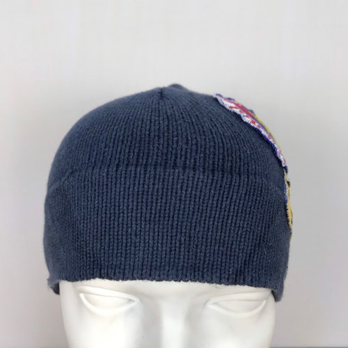 MERRY GARDEN Be Happy Big Logo Blue Beanie Hat shops