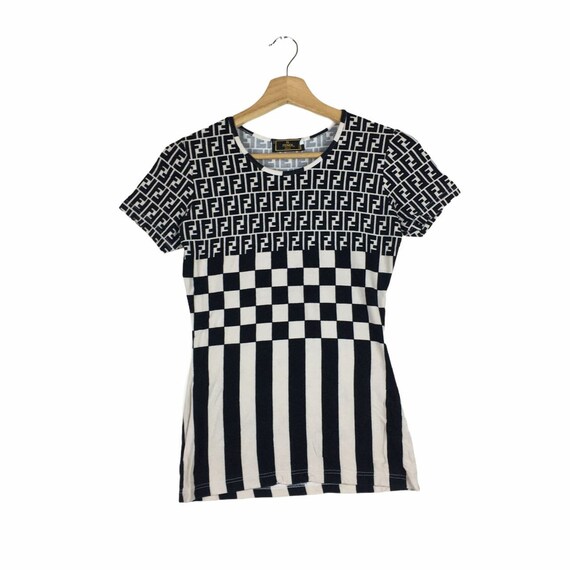Vtg FENDI ROMA Zucca Monogram Full Print Blouse Te