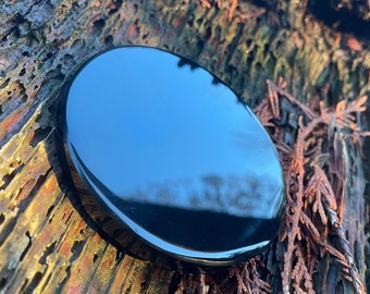 Local Seller REAL Black Obsidian Scrying Mirror for Magic, Fengshui, Meditation, Crystal Healing, Home Decoration, Black Magic Crystal