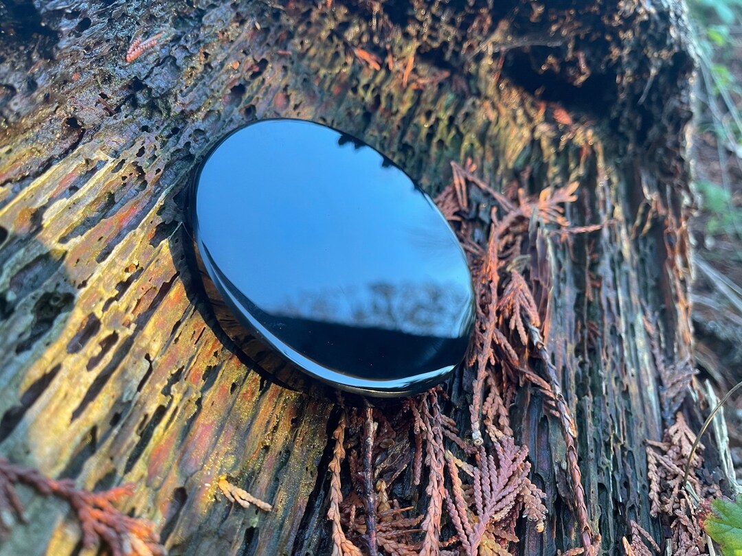 Local Seller REAL Black Obsidian Scrying Mirror for Magic, Fengshui