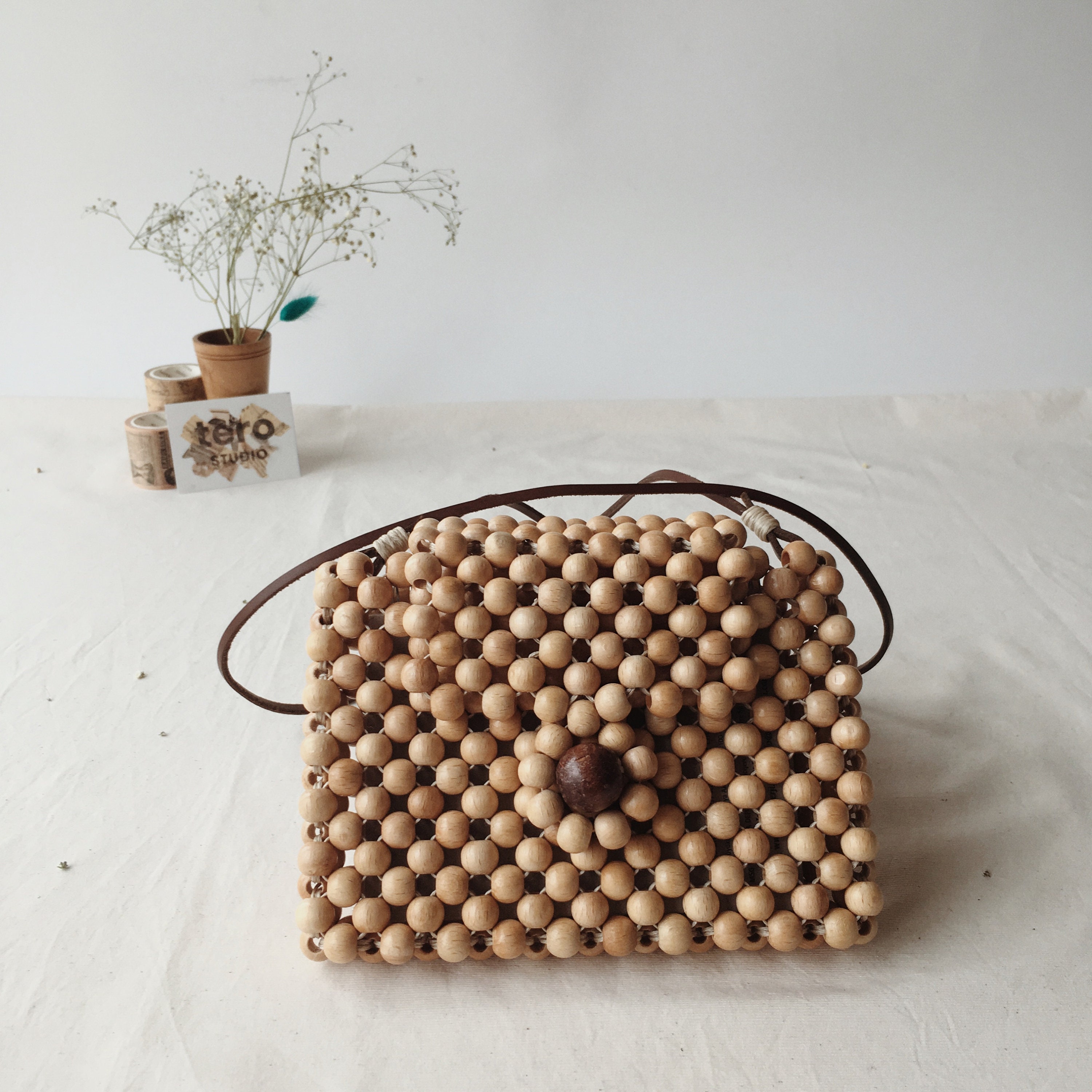 Wood Beaded Handbag