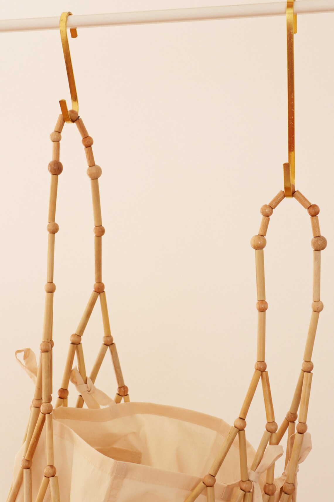 Bamboo Beaded Handle Bucket Bag