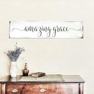 Amazing Grace Wood Sign | Inspirational Sign | Farmhouse Style Sign | Inspirational Wall Decor