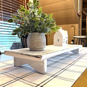 Farmhouse Table Wood Riser | Table Decor | Weathered White, Black or Gray | 18&quot;long, 8&quot; wide. 3&quot;high