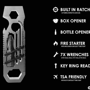 EverRatchet Keychain Multitool - EDC Ratcheting Pocket Tool - Mini Screwdriver, Bottle Opener, Survival Gear, Gift for Men & Dad