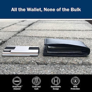 Billetera de aluminio ultradelgada - Tarjetero RFID minimalista - Billetera EDC de metal duradera para hombres - Correa de efectivo liviana, expandible y segura